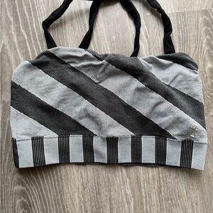 FP Movement by Free People Gray and Black Striped Workout Top